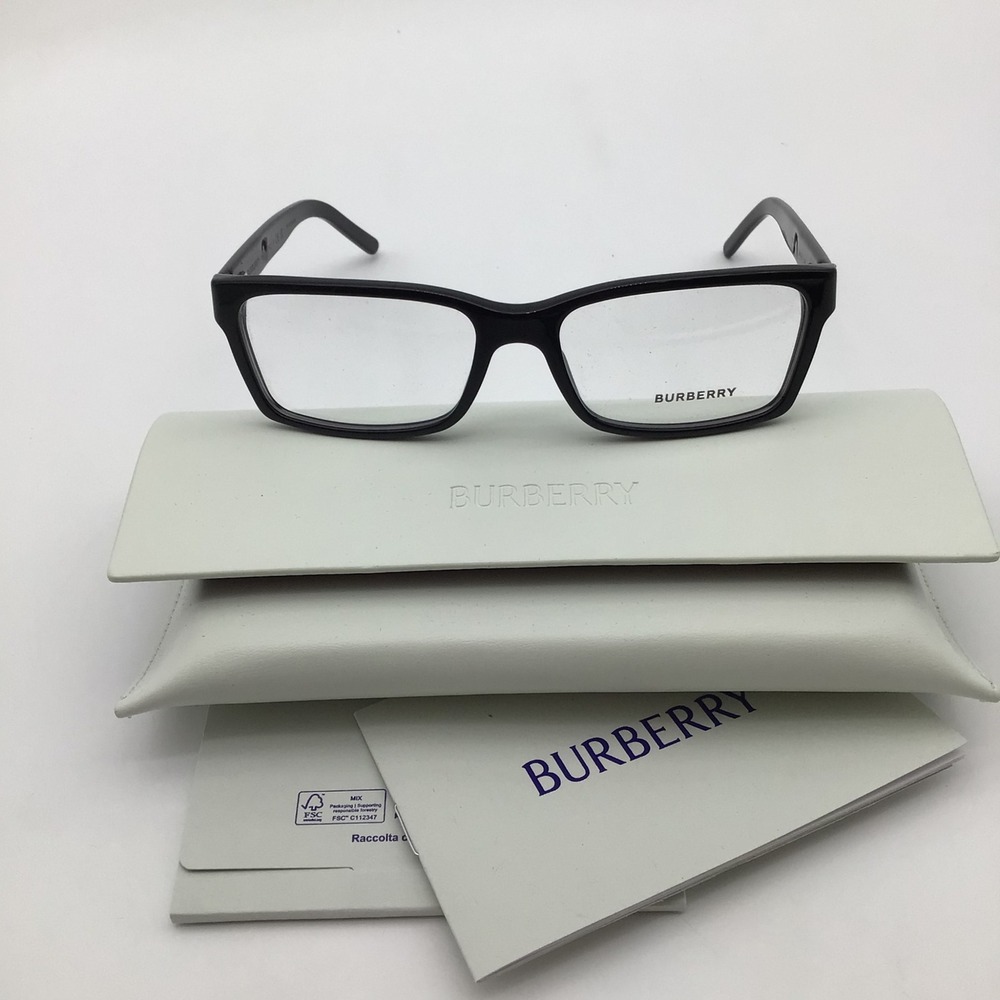 Burberry B 2108 3001 Black Rectangular Eyeglasses Frames Italy 54-16-140 NEW